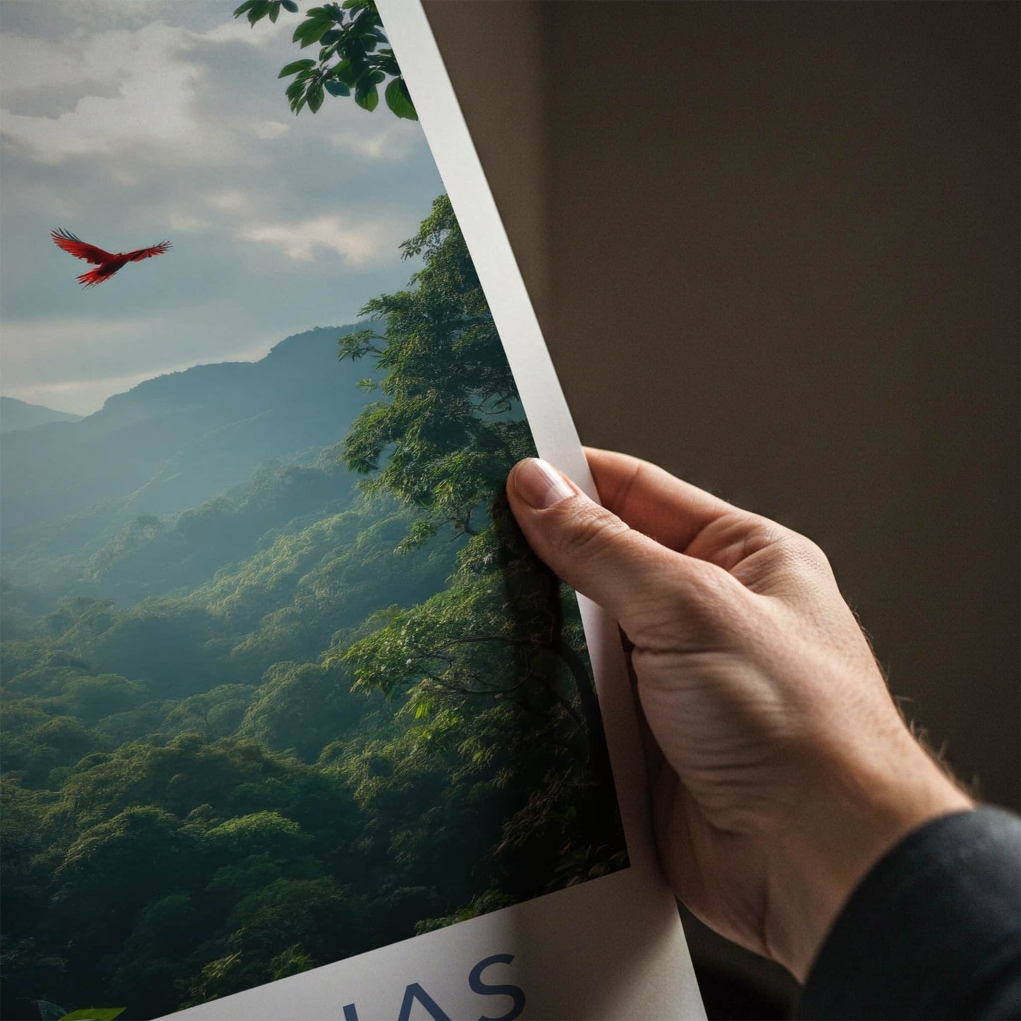 Puntarenas Poster - Costa Rica Travel Art - Flying Red Macaw Home Decor