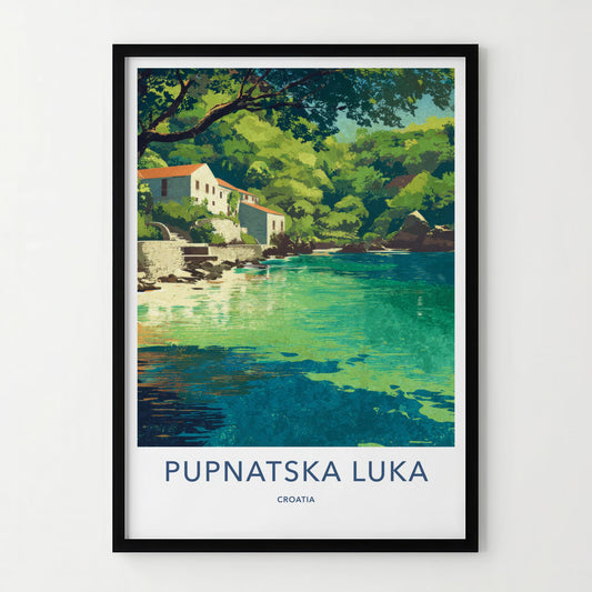 Pupnatska Luka Poster - Croatia Travel Art - Green Lush Coast Home Decor