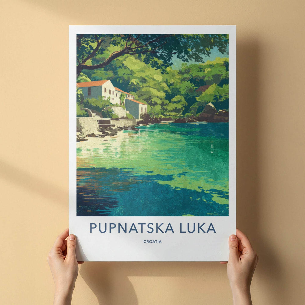 Pupnatska Luka Poster - Croatia Travel Art - Green Lush Coast Home Decor