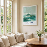 Qeshm Poster - Iran Travel Art - Green Mangrove Inlet Home Decor