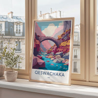 Qeswachaka Poster - Peru Travel Art - Ancient Stone Bridge Home Decor