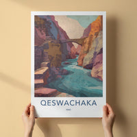 Qeswachaka Poster - Peru Travel Art - Stone Bridge Canyon Home Decor