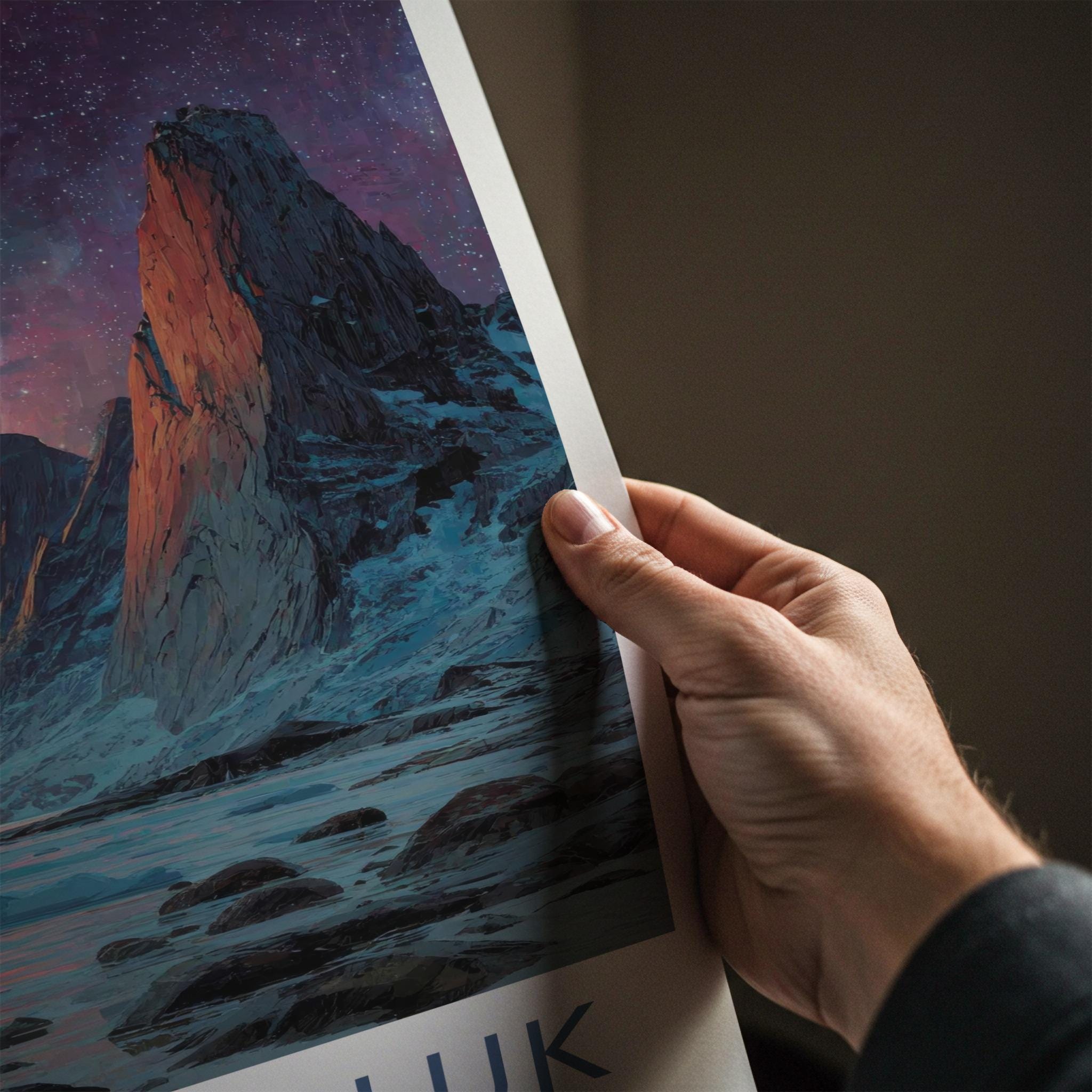 Qikiqtaaluk Poster - Canada Travel Art - Vibrant Aurora Peaks Home Decor