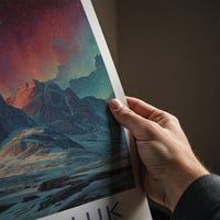 Qikiqtaaluk Poster - Canada Travel Art - Vibrant Sky Mountains Home Decor