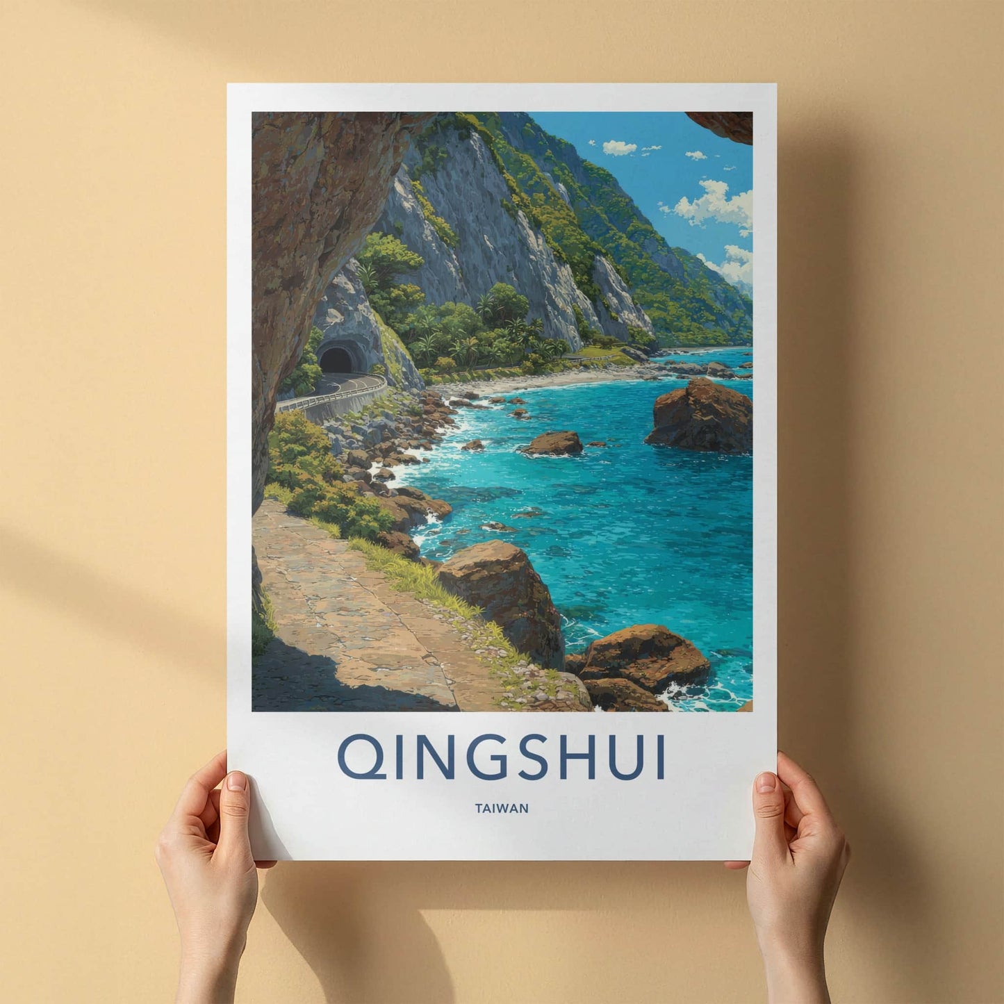 Qingshui Poster - Taiwan Coastal Tunnel Road Art Print Home Decor