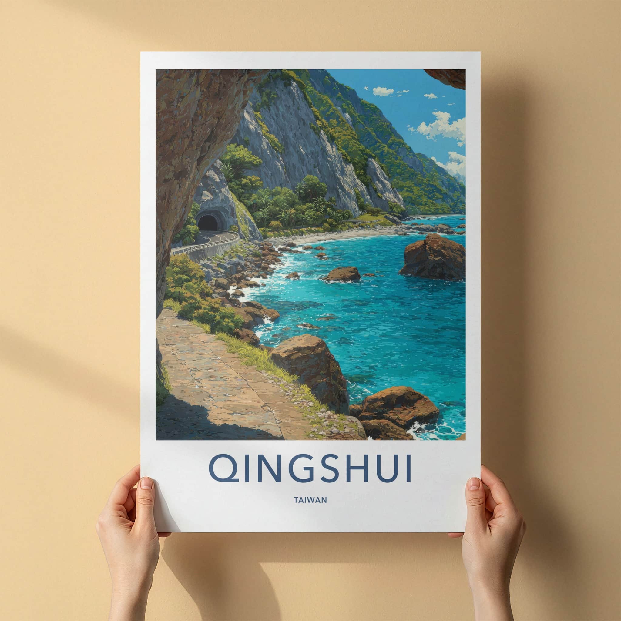 Qingshui Poster - Taiwan Coastal Tunnel Road Art Print Home Decor