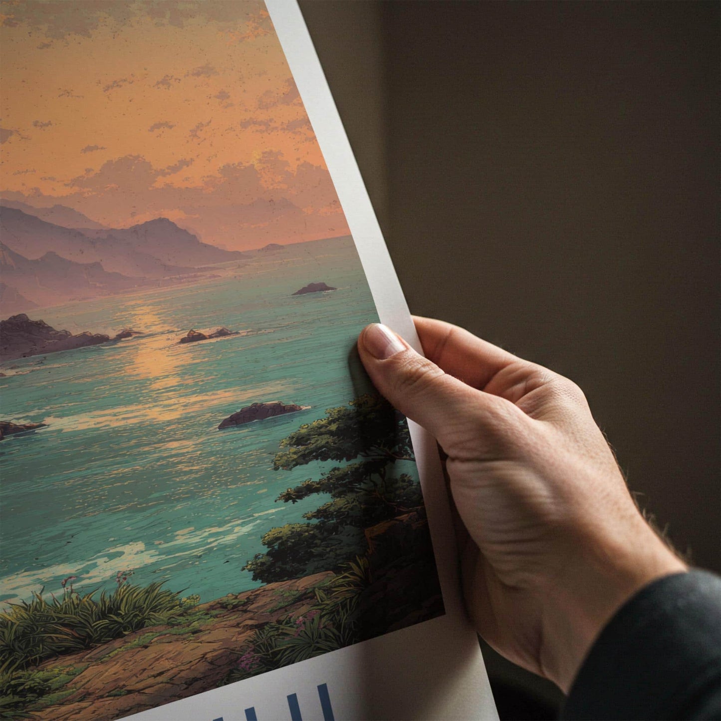 Qingshui Poster - Taiwan Travel Art - Cliffside Ocean Sunset Home Decor