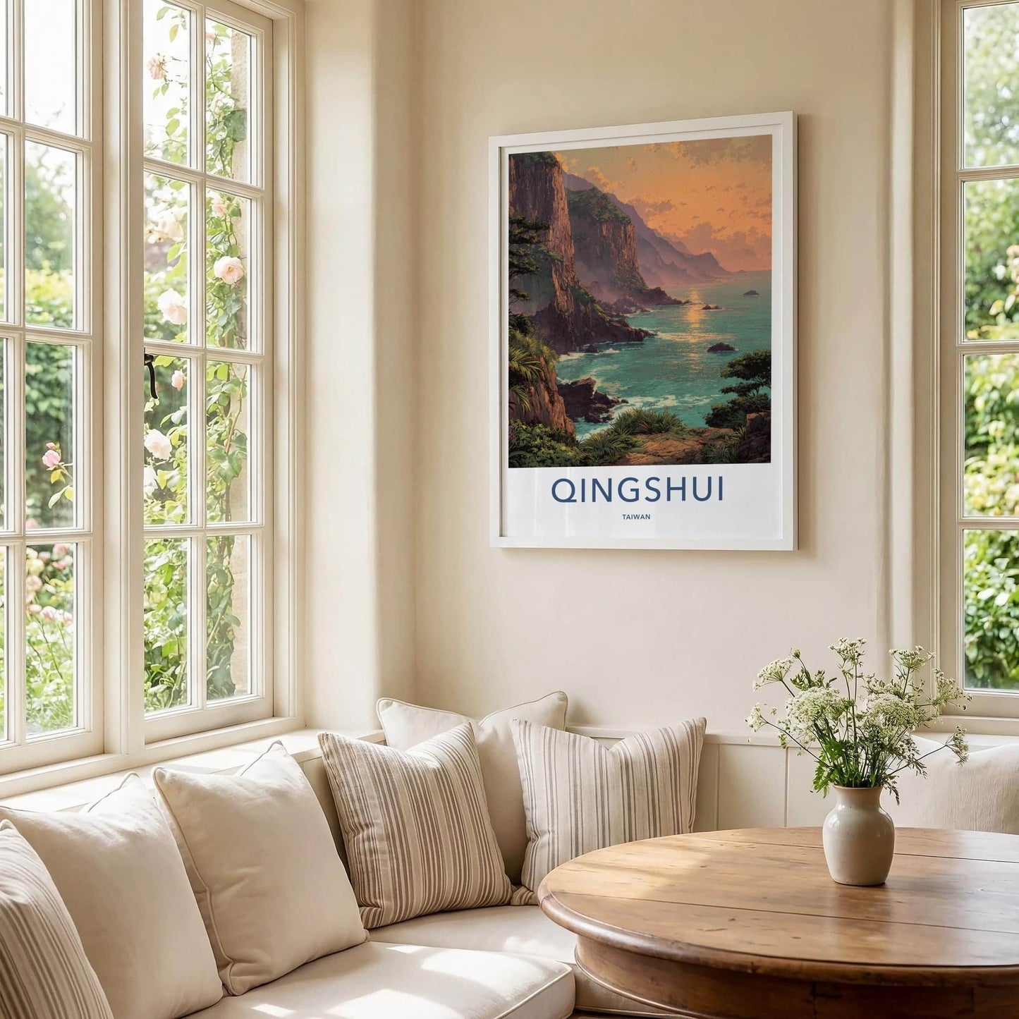 Qingshui Poster - Taiwan Travel Art - Cliffside Ocean Sunset Home Decor