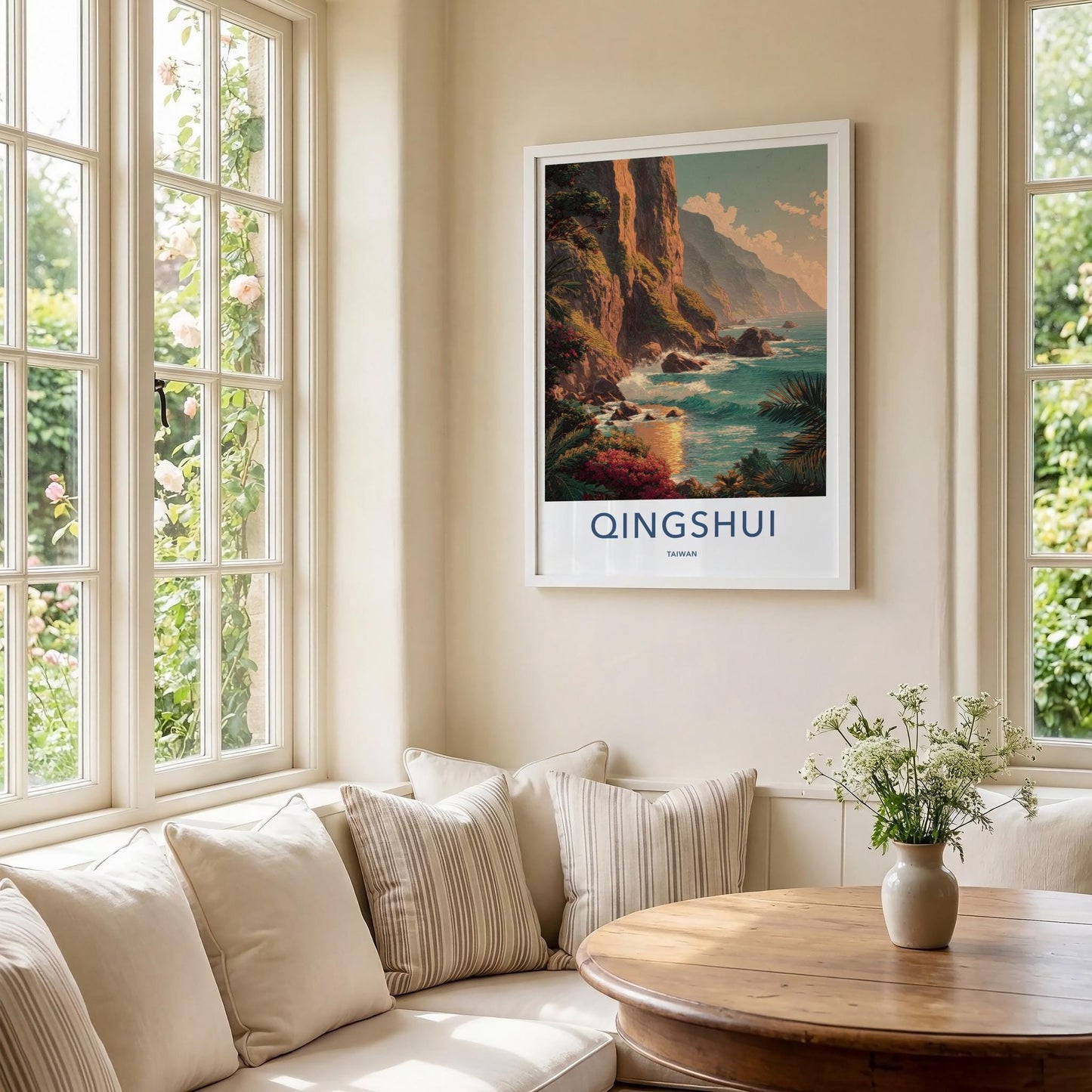 Qingshui Poster - Taiwan Travel Art - Coastal Cliff Waves Home Decor