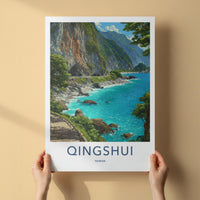 Qingshui Poster - Taiwan Travel Art - Coastal Road Cliffs Home Decor