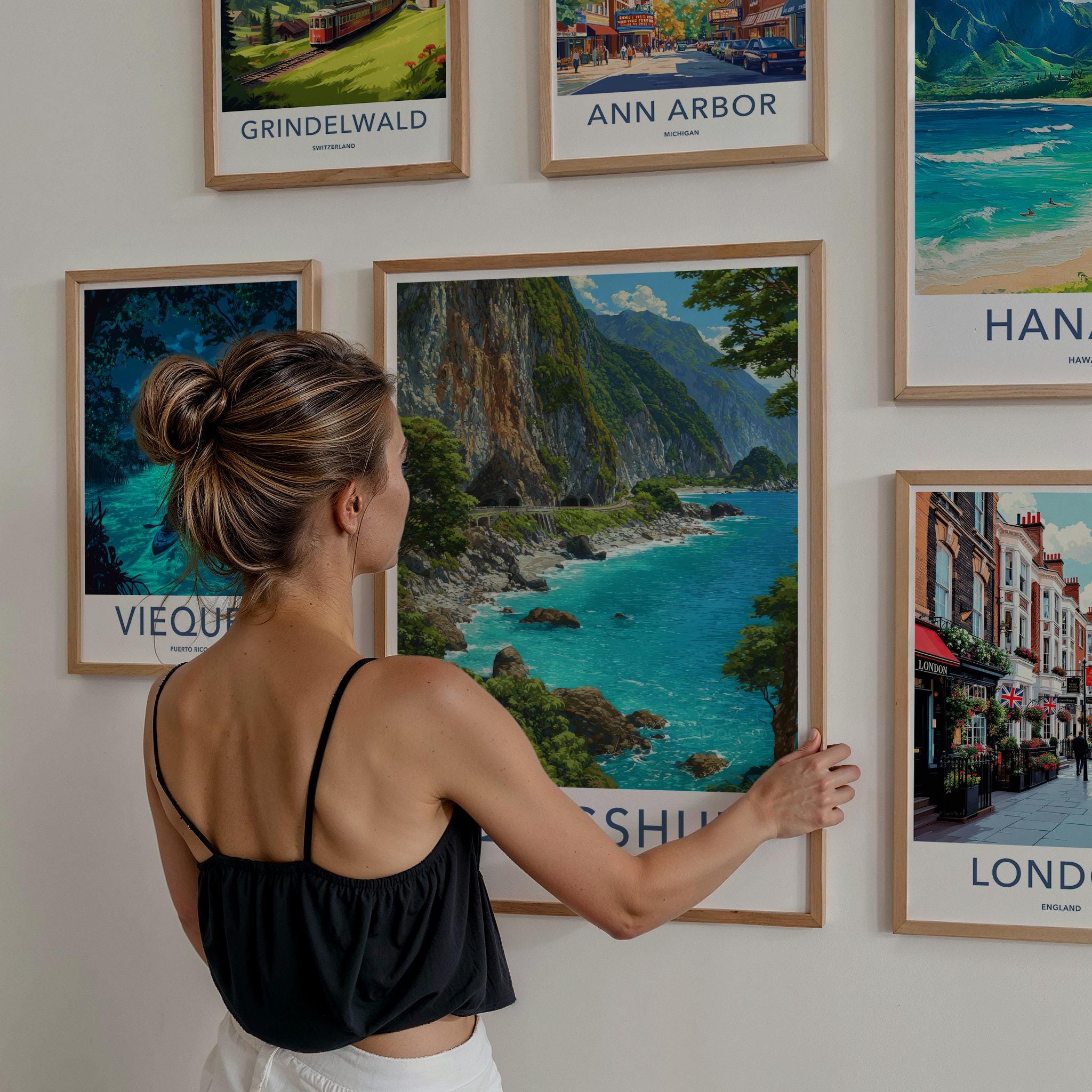 Qingshui Poster - Taiwan Travel Art - Coastal Road Cliffs Home Decor