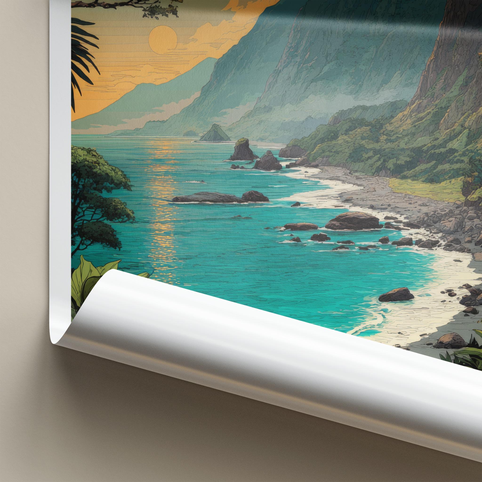 Qingshui Poster - Taiwan Travel Art - Lush Mountainous Coastal Wall Decor