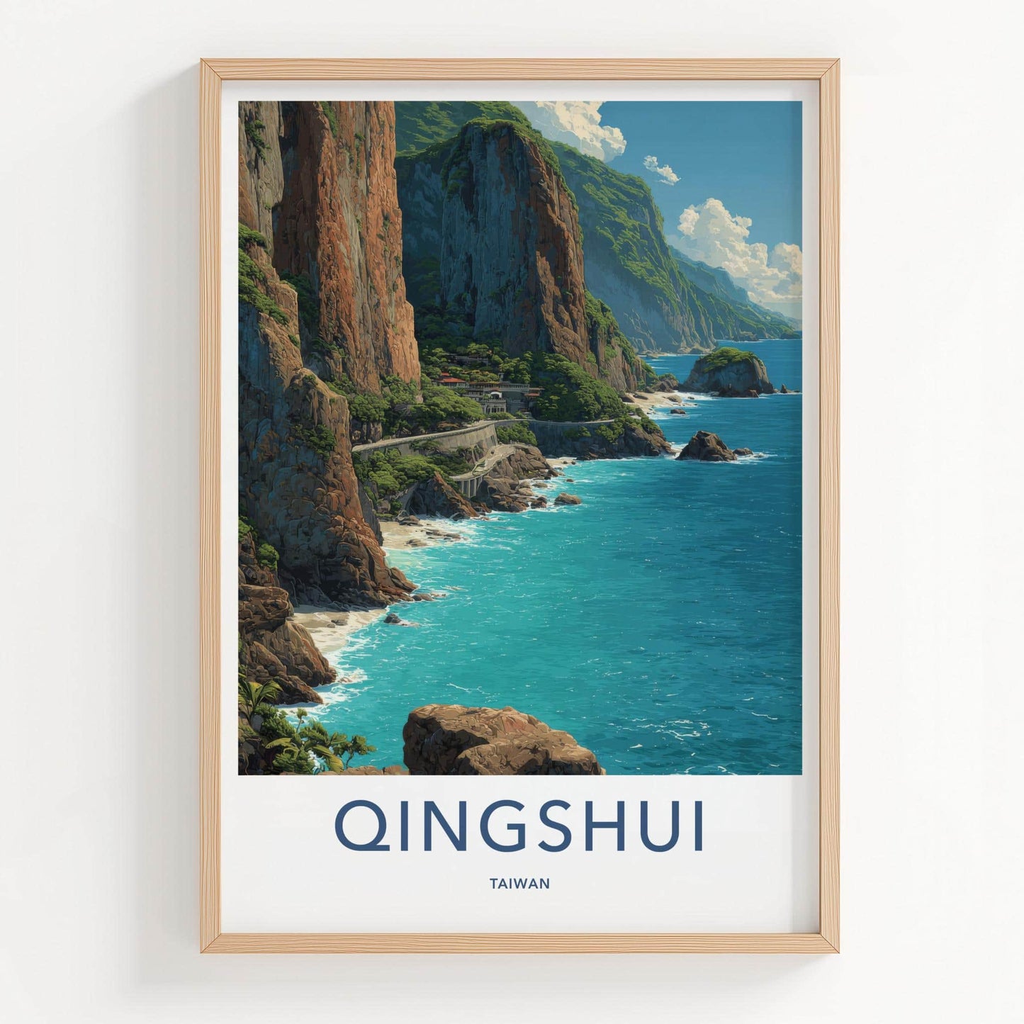 Qingshui Poster - Taiwan Travel Art - Scenic Coastal Road Home Decor