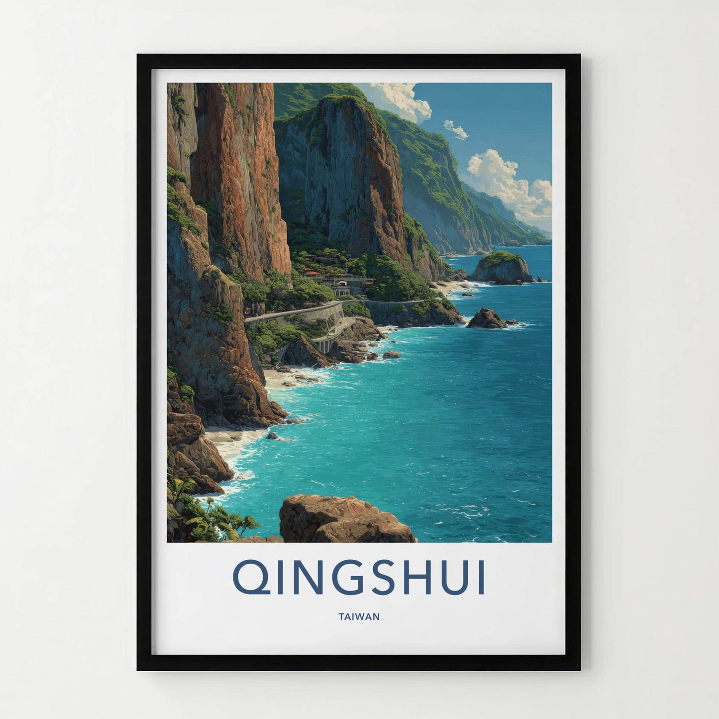Qingshui Poster - Taiwan Travel Art - Scenic Coastal Road Home Decor