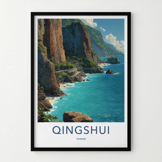 Qingshui Poster - Taiwan Travel Art - Scenic Coastal Road Home Decor