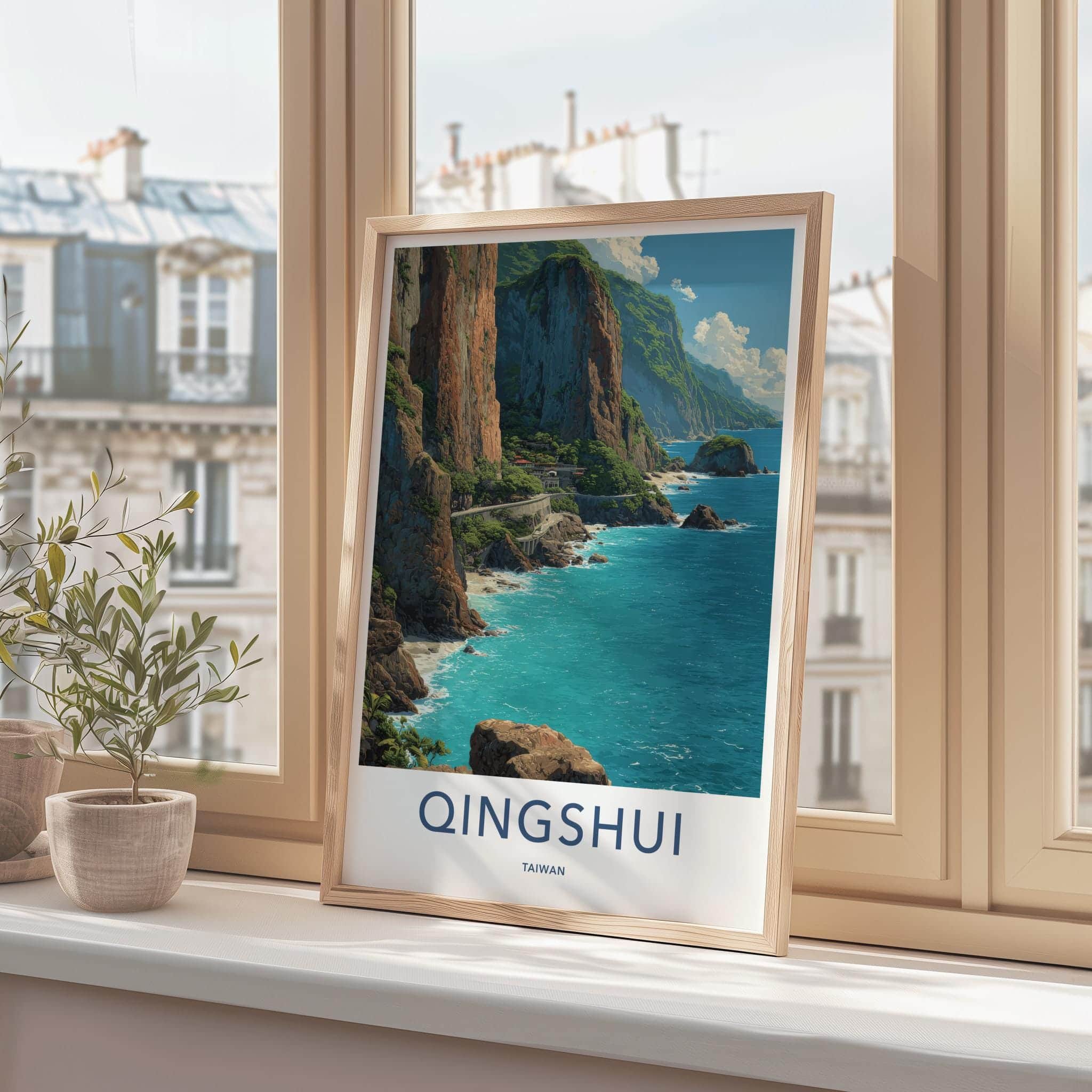 Qingshui Poster - Taiwan Travel Art - Scenic Coastal Road Home Decor