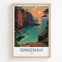 Qingshui Poster - Taiwan Travel Art - Tropical Cliffside Sunset Home Decor