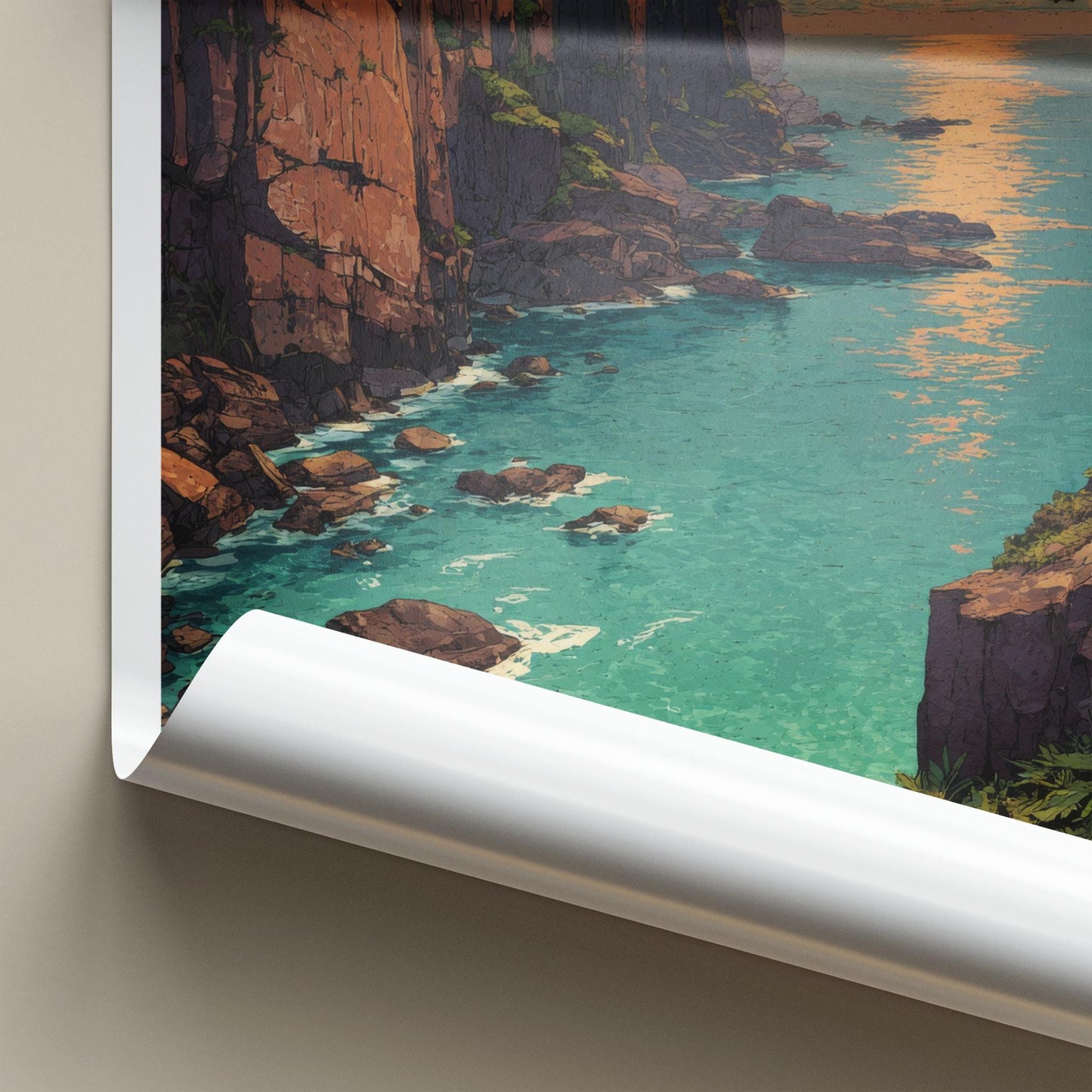 Qingshui Poster - Taiwan Travel Art - Tropical Cliffside Sunset Home Decor