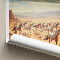 QOBUSTAN Poster - AZERBAIJAN Travel Art - Galloping Desert Horses Home Decor
