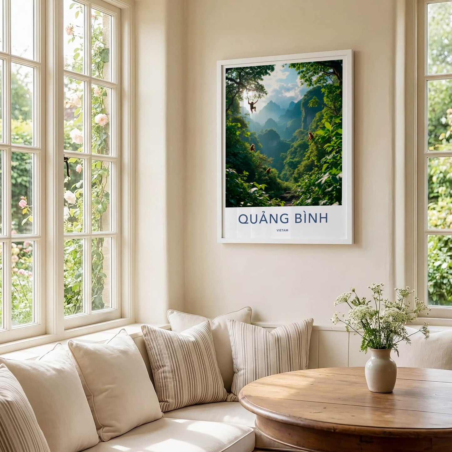 Quang Binh Poster - Vietnam Travel Art - Jungle Monkeys Swing Home Decor