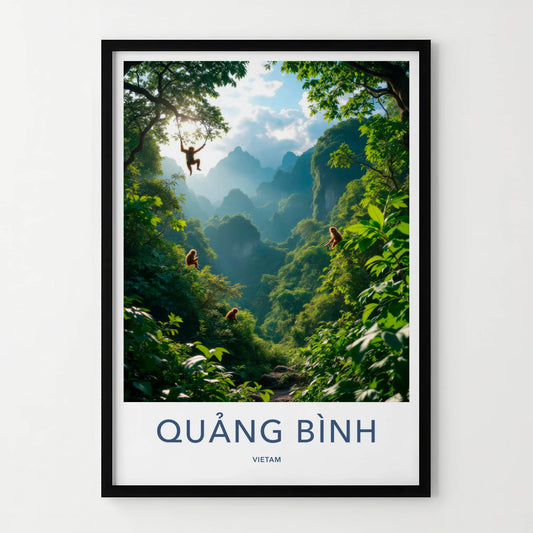 Quang Binh Poster - Vietnam Travel Art - Jungle Monkeys Swing Home Decor