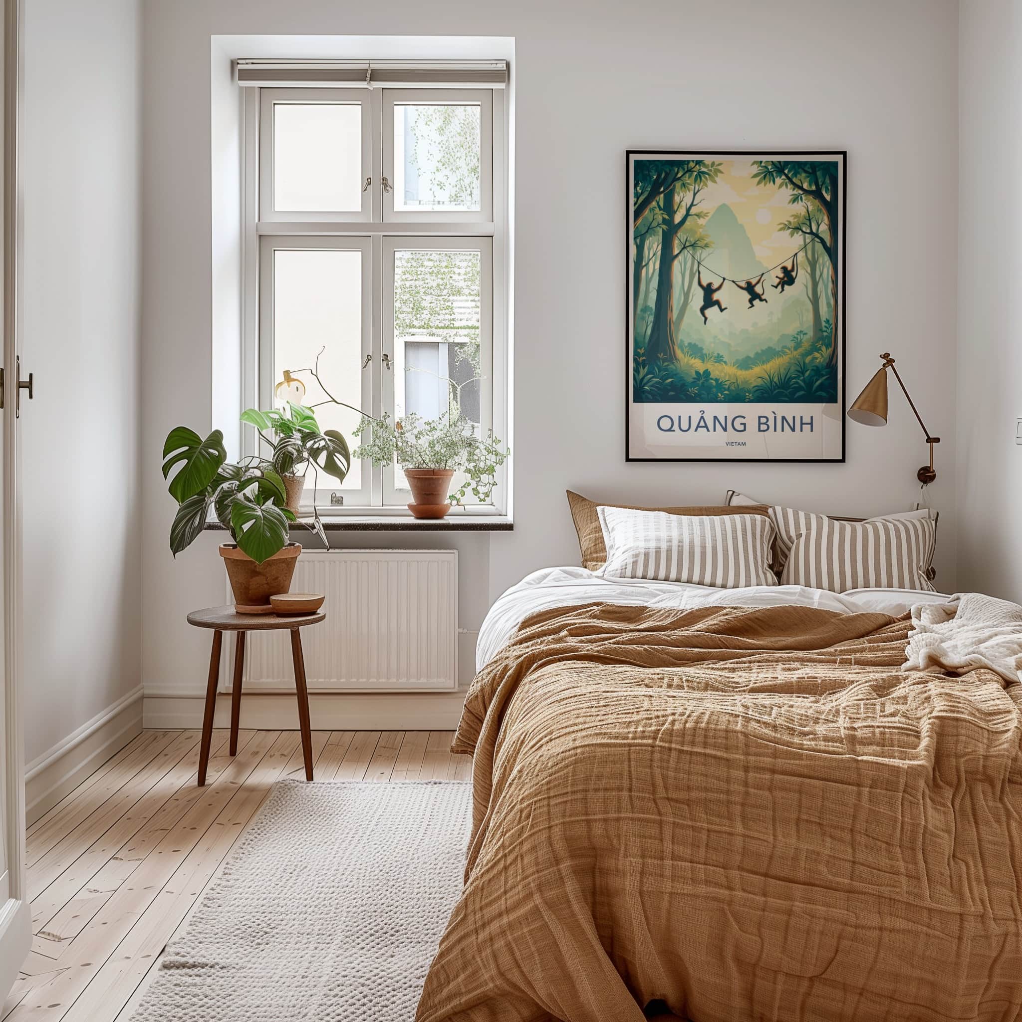 Quang Binh Poster - Vietnam Travel Art - Monkeys Swinging Jungle Home Decor