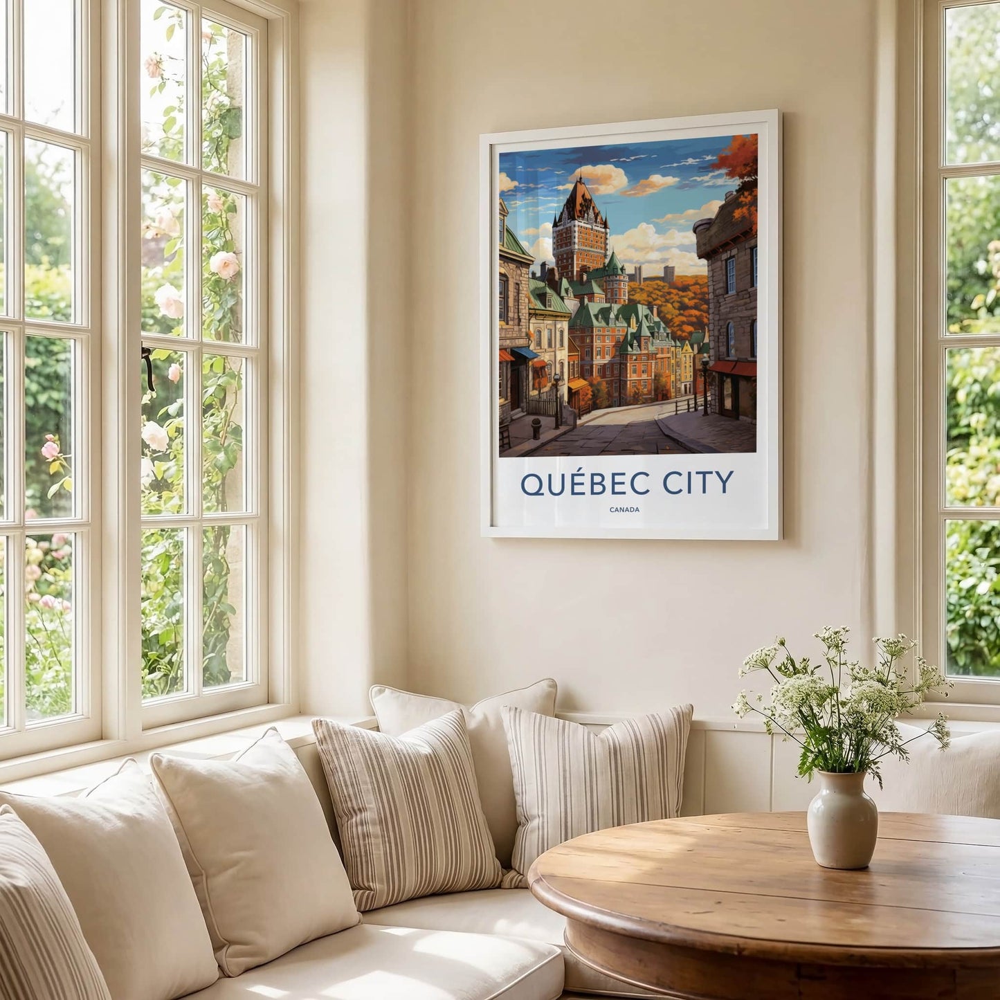 Quebec City Poster - Canada Travel Art - Autumn Cityscape Street Home Decor