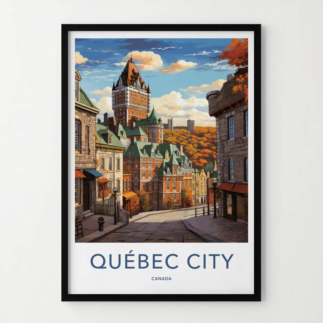 Quebec City Poster - Canada Travel Art - Autumn Cityscape Street Home Decor