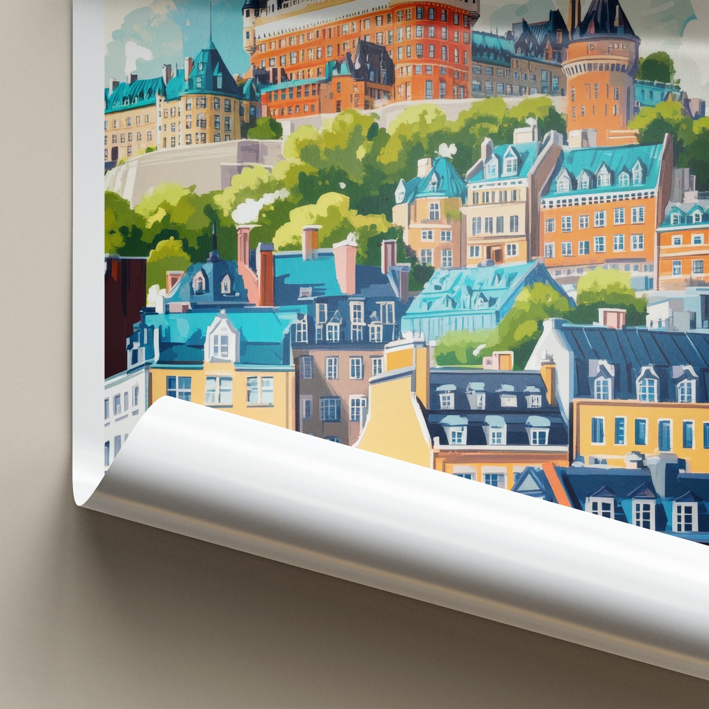 Quebec City Poster - Canada Travel Art - Vibrant Historic City Home Decor