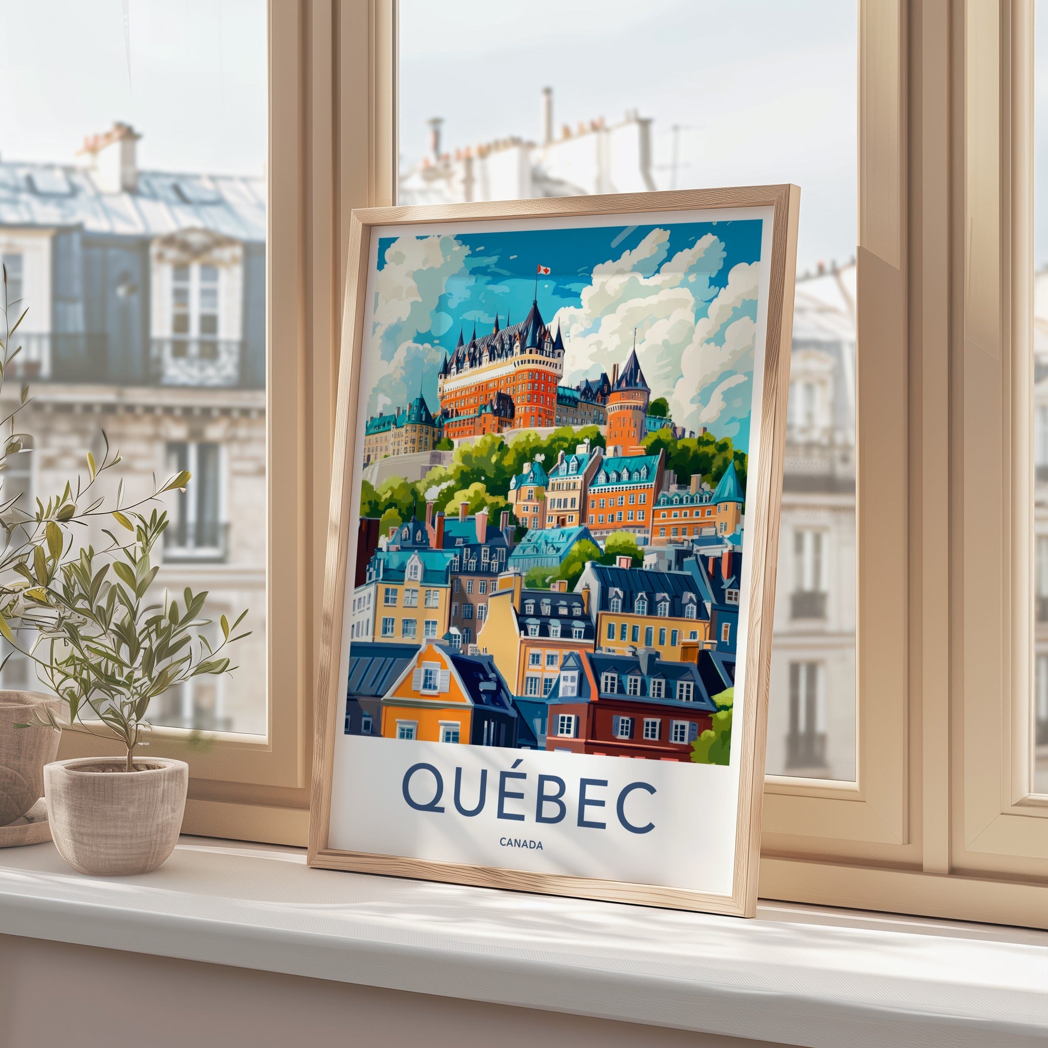 Quebec City Poster - Canada Travel Art - Vibrant Historic City Home Decor