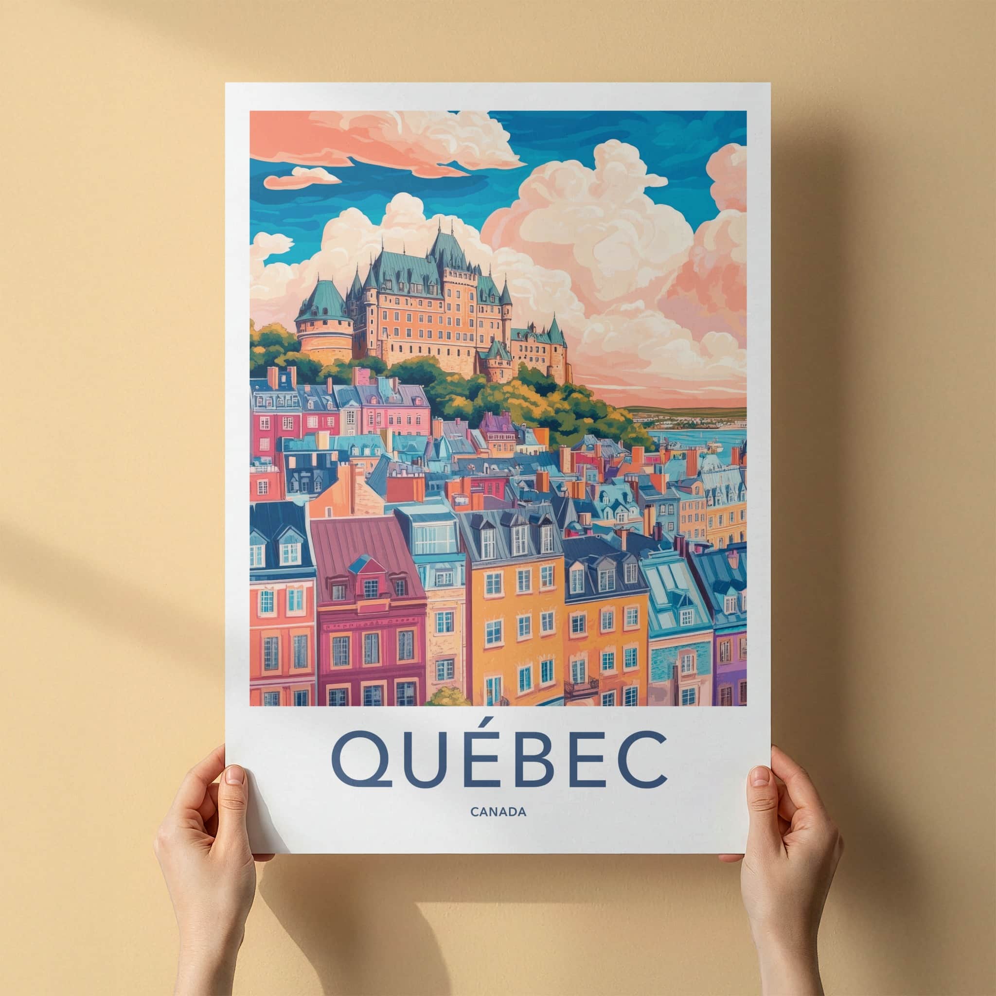 Quebec Poster - Canada Wall Art - Vibrant City Chateau Gallery Art