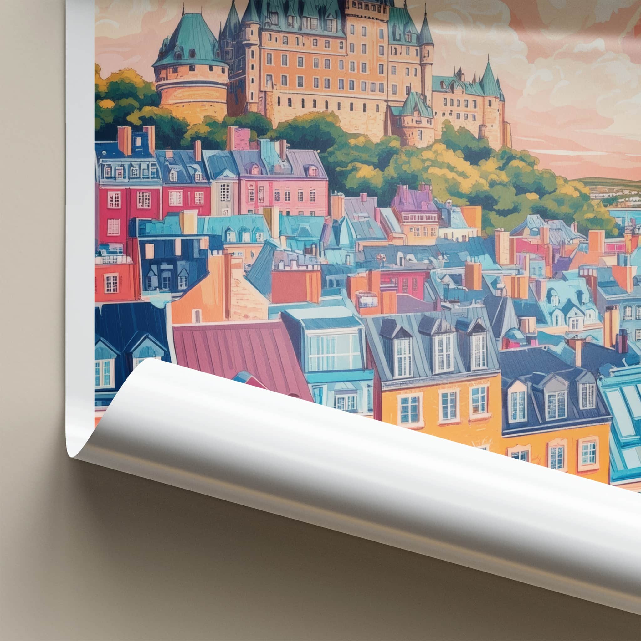 Quebec Poster - Canada Wall Art - Vibrant City Chateau Gallery Art