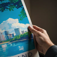 Queensland Poster - Australia Travel Art - Tropical City Skyline Home Decor