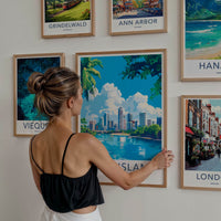 Queensland Poster - Australia Travel Art - Tropical City Skyline Home Decor