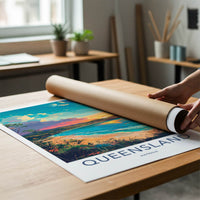 Queensland Poster - Australia Travel Art - Vibrant Beach Sunset Home Decor