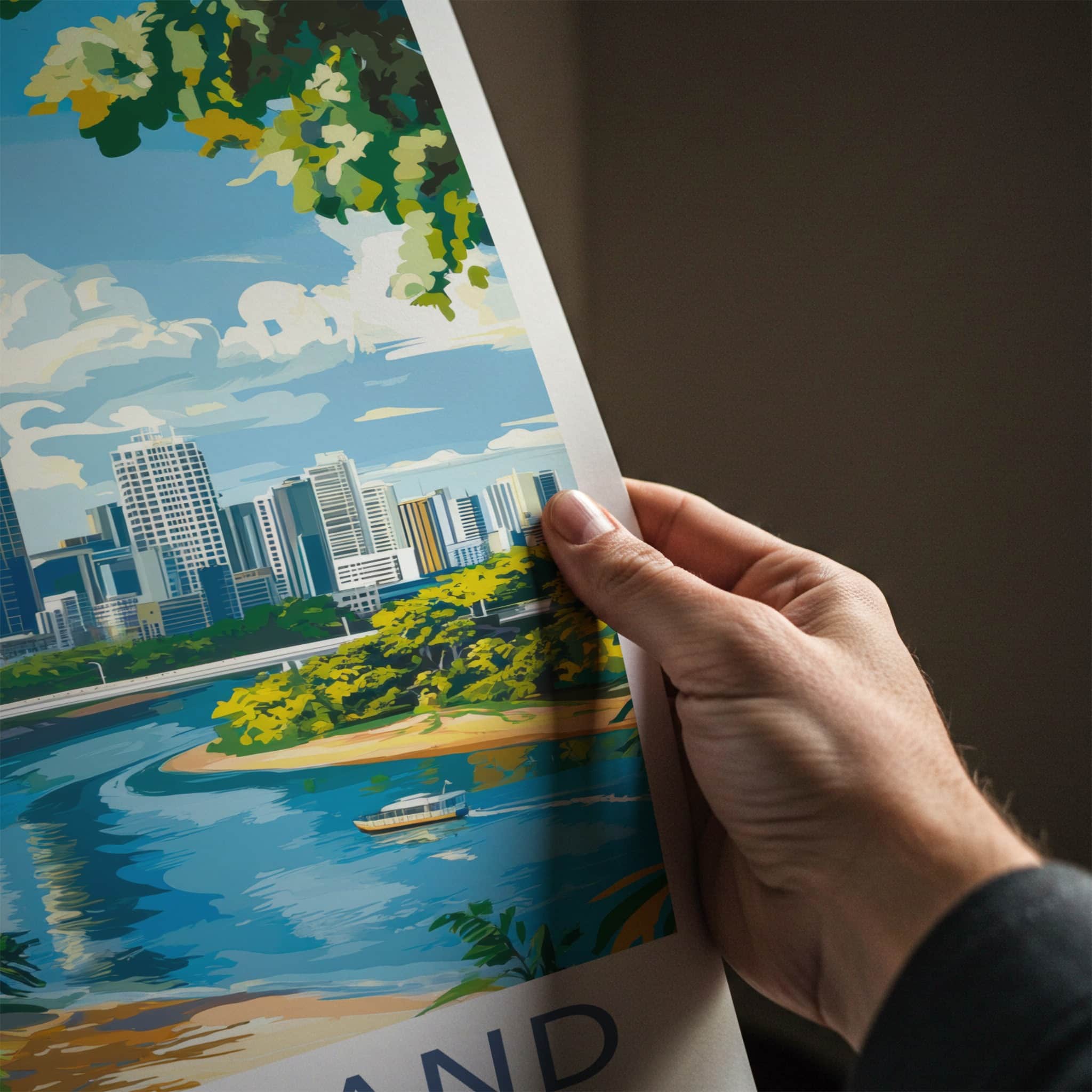 Queensland Poster - Australia Travel Art - Vibrant River City Wall Decor
