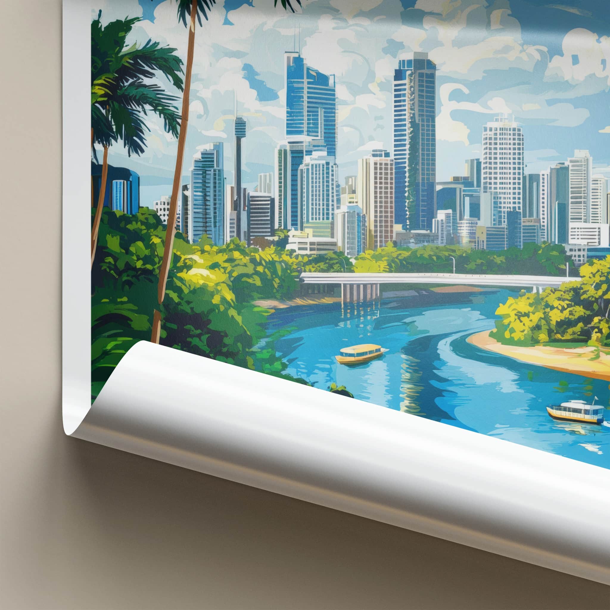 Queensland Poster - Australia Travel Art - Vibrant River City Wall Decor