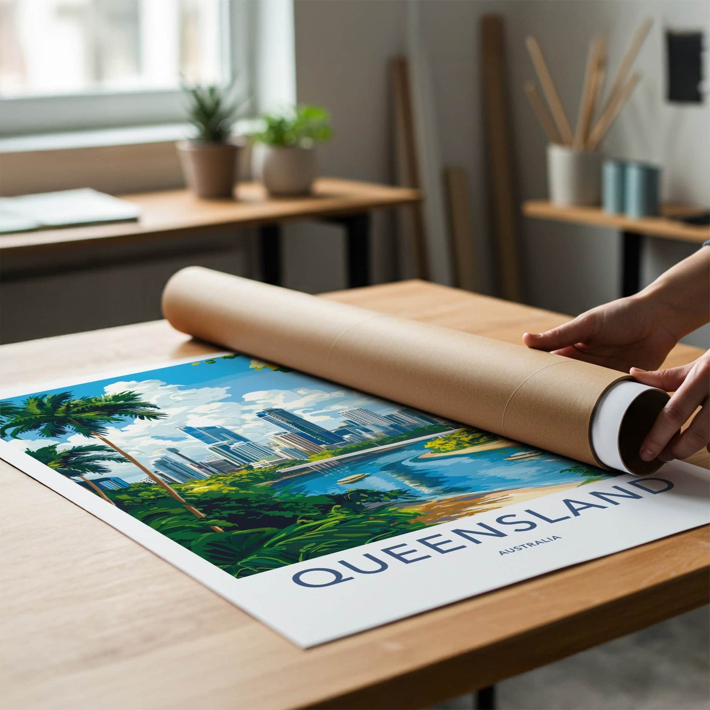 Queensland Poster - Australia Travel Art - Vibrant River City Wall Decor