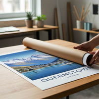 Queenstown Poster - New Zealand Travel Art - Idyllic Mountain Lakeside Home Decor