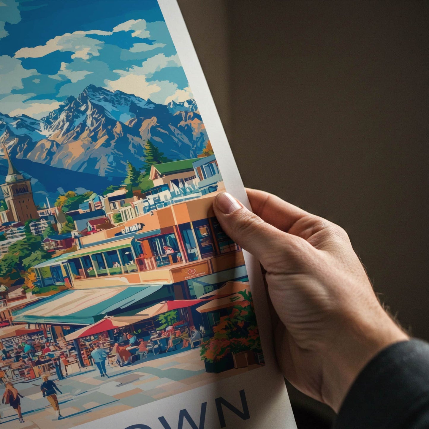 Queenstown Poster - New Zealand Travel Art - Vibrant Lakeside Town Home Decor
