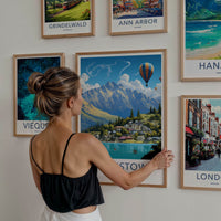 Queenstown Poster - New Zealand Wall Art - Mountain Lake Hot Air Balloons Home Decor