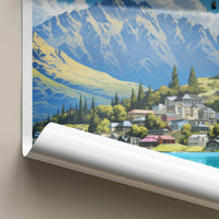 Queenstown Poster - New Zealand Wall Art - Mountain Lake Hot Air Balloons Home Decor