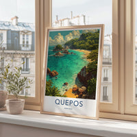 Quepos Poster - Costa Rica Framed Print - Lush Coastal Cove Home Decor