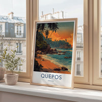Quepos Poster - Costa Rica Framed Print - Palm Lined Sunset Framed Decor