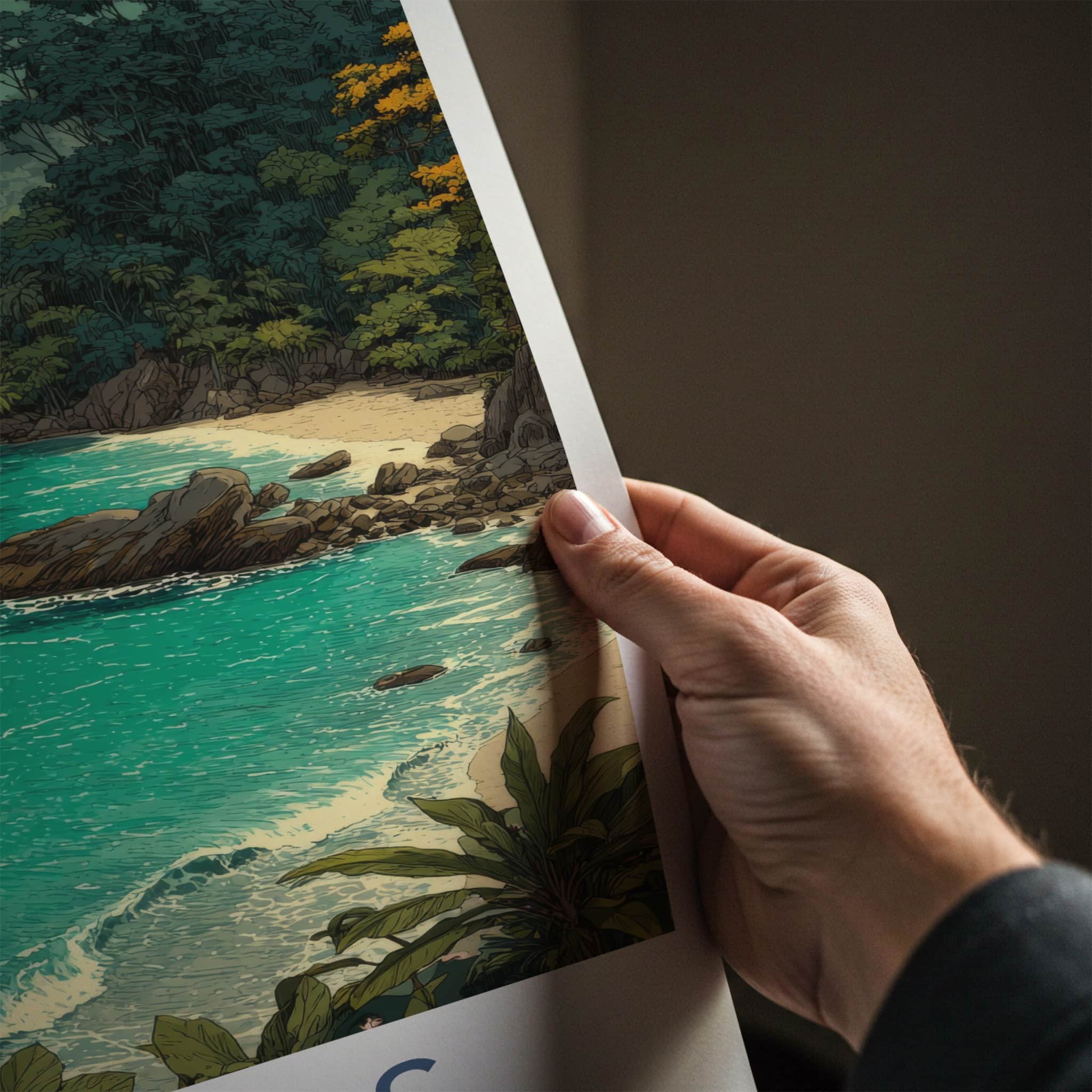 Quepos Poster - Costa Rica Travel Art - Coastal Rocky Jungle Gallery Art