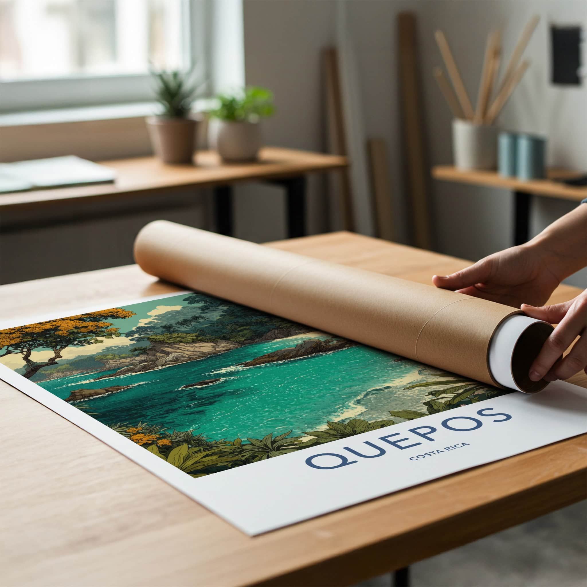 Quepos Poster - Costa Rica Travel Art - Coastal Rocky Jungle Gallery Art