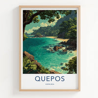 Quepos Poster - Costa Rica Travel Art - Tropical Beach Cove Home Decor