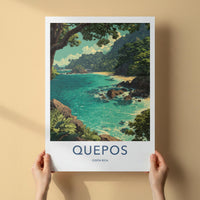 Quepos Poster - Costa Rica Travel Art - Tropical Beach Cove Home Decor