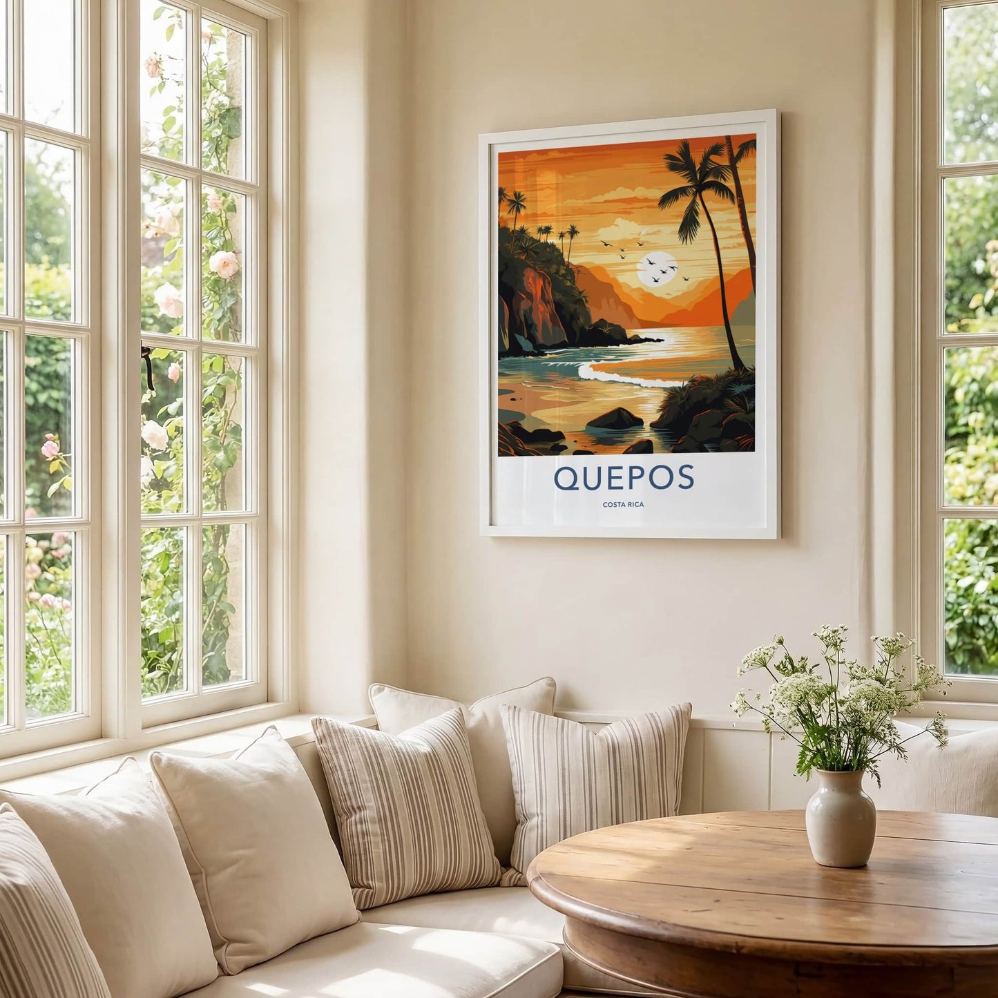 Quepos Poster - Costa Rica Travel Art - Tropical Sunset Beach Home Decor