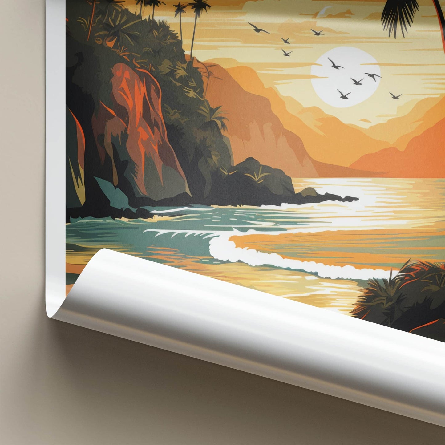 Quepos Poster - Costa Rica Travel Art - Tropical Sunset Beach Home Decor